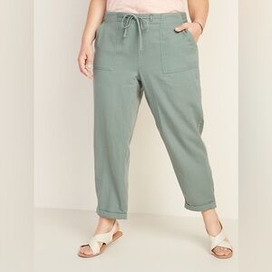 Old Navy High-Waisted Textured Twill Utility Ankle Pants Women L Green